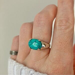 Boutique “Sharona” Southwestern Blue Turquoise Silver Ring 7.5 Cowgirl Maximalis
